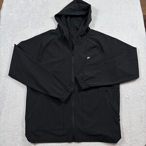 Fabletics The One Jacket Mens Large Black Athletic Fit Hooded Moisture Wicking